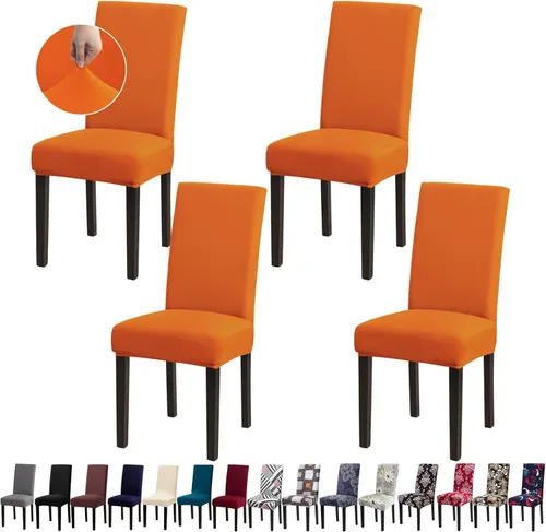 Vista 33 de Fundas para Sillas, Juego de 4 Fundas Elásticas para Sillas de Cocina y Comedor, Fundas Lavables y Extraíbles para Sillas de Comedor para Hogar