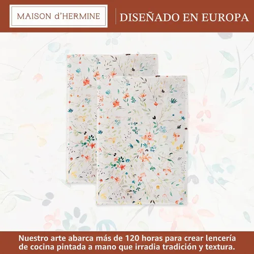 Vista 3 de Maison d' Hermine - Juego de 2 paños de cocina, multiusos, 100% de algodón, suave y absorbente, trapo de cocina, toalla de bar, Birdies On Wire 001