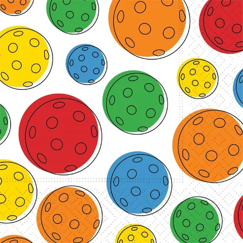 Vista 2 de Servilletas de fiesta de pickleball: 40 unidades - 2 paquetes de servilletas de cóctel de 3 capas de 20 quilates en 2 diseños