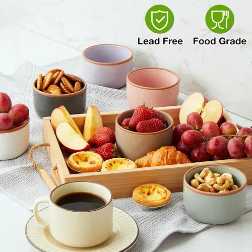 Vista 5 de Morandi Color Ramekins - Juego de 6, 6 onzas, aptos para horno, cuencos de porcelana para ramekin, mini moldes para tartas de queso, fuente pequeña