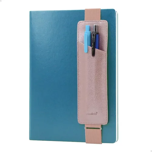 Vista 8 de Funda para lápices y bolígrafos con banda elástica ajustable, compatible con cuadernos de tapa dura, agendas, encuadernadoras, de 8" a 11” de Negro