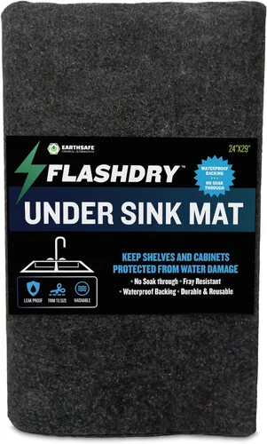 FlashDry - Tapete para debajo del fregadero para gabinete de cocina, impermeable, antideslizante, no adhesivo, altamente absorbente, lavable a