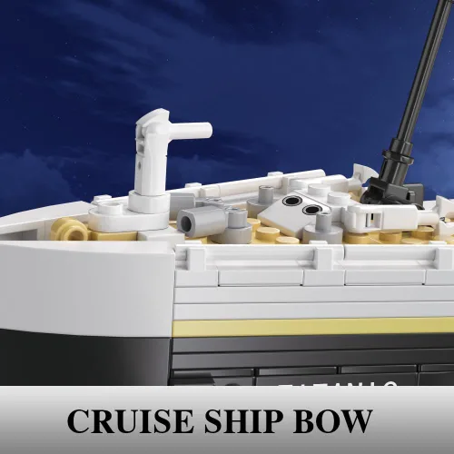Vista 3 de NETEHU Titanic Boat Model - Juego de bloques de construcción de 1465 piezas, modelo de crucero de ladrillos, juguetes educativos de bricolaje