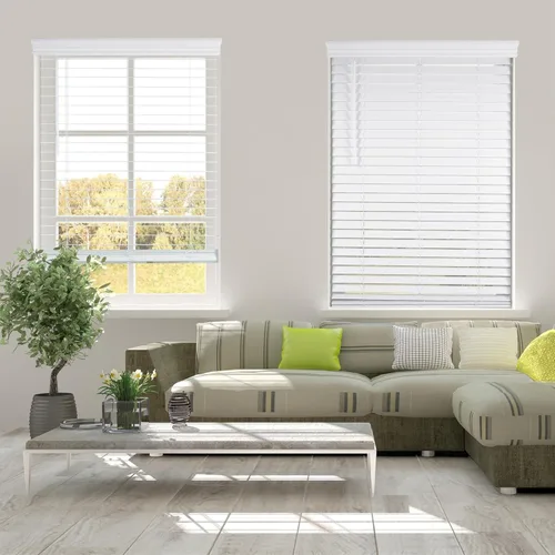 Vista 2 de Persiana blanca prémium de madera sintética inalámbrica de 2 pulgadas de ancho x 48 pulgadas de largo (tamaño real 21 12 x 48 pulgadas)