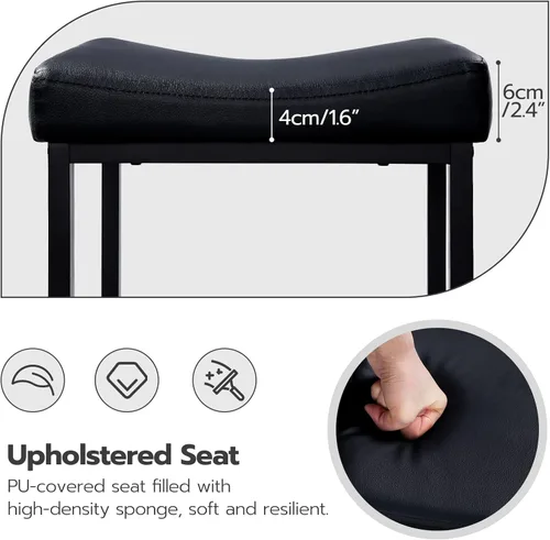 Vista 10 de HOOBRO Taburetes de bar, juego de 2 sillas de bar, taburetes de altura de mostrador, taburetes de sillín con superficie curva, 24.8 pulgadas