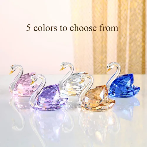 Vista 5 de DOJOZ Crystal Swan - Un par de regalos dulces para el día de San Valentín, colección de figuritas brillantes, pisapapeles, centro de mesa (azul)