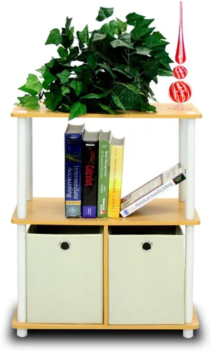 Vista 126 de Furinno Turn-N-Tube - Mesa auxiliar ovalada moderna sin necesidad de herramientas, color blanco, blanco virgen