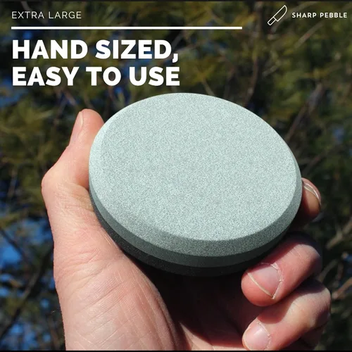 Vista 3 de Sharp Pebble Puck/Disk - Axe/Hatchet Large Sharpening Stone- Whetstone Blade & Tool Sharpener- Dual Grit Multipurpose Waterstone Sharpener with