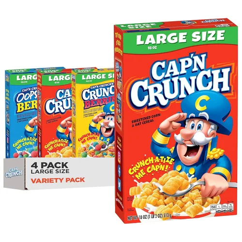 Vista 13 de Quaker - Cereales Cap'n Crunch para el desayuno, sabor original, tazas individuales de 1.3 onzas, paquete de 12