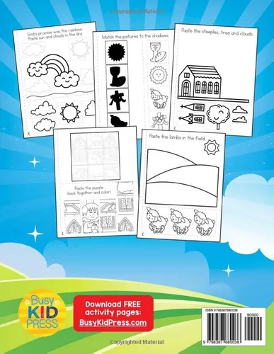 Vista 2 de Bible Fun Cut and Paste Preschool Workbook Coloring and Cutting Kids Christian Activity Book
