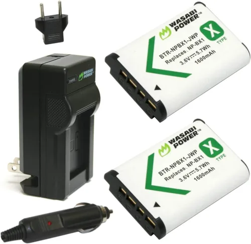 Wasabi Power Batería NP-BX1 (paquete de 2) y cargador para Sony NP-BX1/M8, Cyber-Shot DSC-HX80, HX90V, HX95, HX99, HX350, RX1, RX1R II, RX100