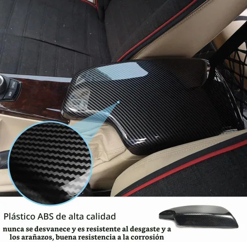 Vista 6 de Funda para Reposabrazos de Coche para BMW Serie 3 F30 E90 E91 E92 E93 2006-2018, Cubierta Interior de Reposabrazos de Fibra de Carbono, Panel
