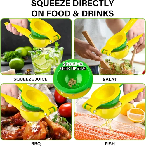 Vista 3 de Vakoo Exprimidor de limón 2 en 1, resistente al óxido, exprimidor manual para limón, lima y cítricos, fácil de usar y limpiar, esencial de cocina