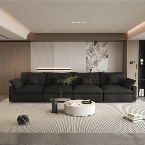 Vista 24 de WJShome Sofá Seccional Cloud Couch de 83 pulgadas para sala de estar, sofá seccional modular relleno de plumón, sofás en forma de L con otomana