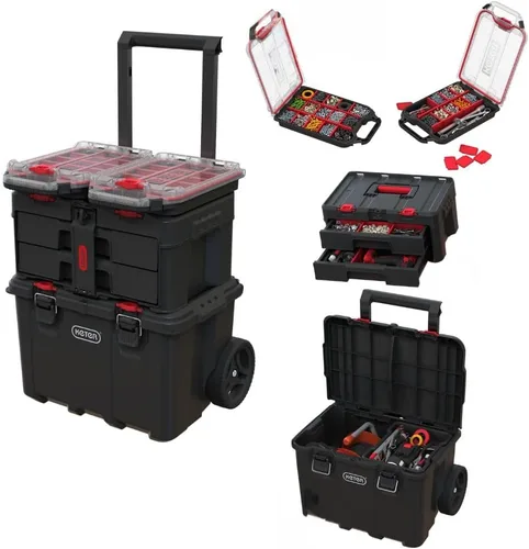 Vista 16 de Keter Stack-n-Roll Organizador Modular de Herramientas para Almacenamiento en Garaje y Bricolaje, Sistema de Caja de Herramientas Rodante de Resina