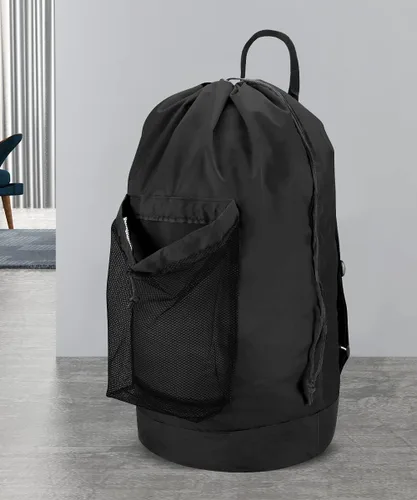 Vista 6 de Dalykate Mochila para lavandería, mochila con correas para el hombro y bolsillo de malla, bolsa de nailon duradero con cierre de cordón