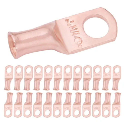Vista 207 de SELTERM - 5 terminales de anillo resistentes para cable de batería, calibre 1/0 AWG, pernos de 1/2 pulgadas, terminales de calibre 0, ojales