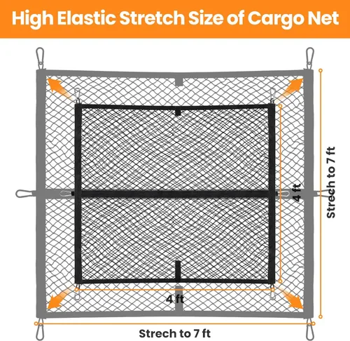 Vista 4 de Red para Caja de Camioneta, Red de Carga Elástica de Doble Capa, Organizador de Malla Extensible para Pickup, Adecuada para Cargas Ligeras Diarias