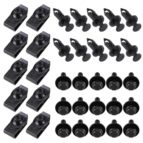 Vista 3 de 35 piezas de pernos de carrocería de automóvil y clips de tuerca en U para motor M6 debajo de la cubierta debajo de la bandeja contra salpicaduras