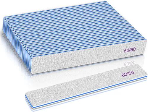 Lima de uñas de grano 60/60 para uñas acrílicas, limas de uñas súper ásperas, tableros de esmeril para uñas artificiales, uñas postizas, lima de