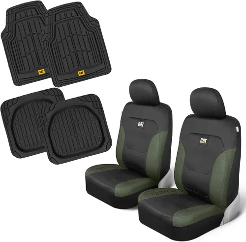 Vista 19 de Fundas de asiento CAT Flexfit negras y azules para coches, camiones y SUV - (2) Fundas de asiento delanteras para coche Protectores de asiento