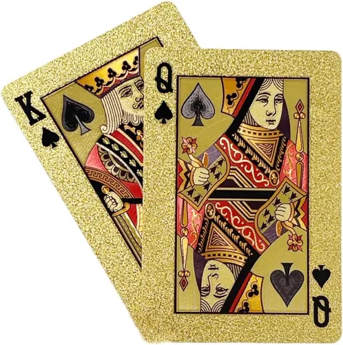Vista 4 de Barajas de cartas doradas con diamantes - Duraderas e impermeables, perfectas para magia, póquer, fiestas y ocasiones especiales. Ideales