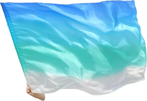 Vista 21 de Winged Sirenny Banderas flexibles de alabanza porfética de adoración de danza, serpentina rectangular de 50 pulgadas (luna azul)