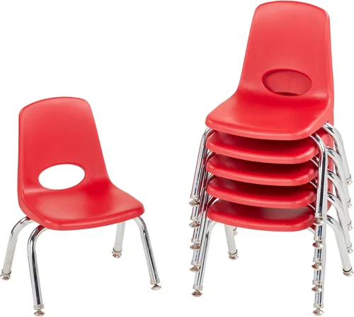 Vista 68 de Factory Direct Partners 10367-BL Silla escolar apilable de 16 pulgadas, asiento apilable para estudiantes con patas de acero cromado y rodamientos