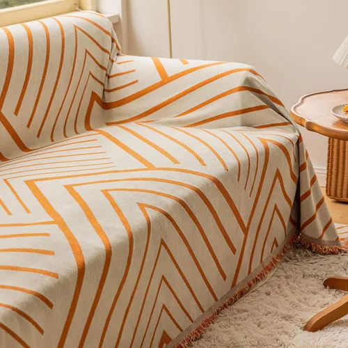 Vista 8 de VClife - Funda para sofá de 3-4 plazas, de felpilla, moderna, antideslizante, gruesa, multiusos, protectora, con borlas, patrón geométrico