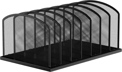 MINDEPOT Organizador de archivos de escritorio, organizador vertical de archivos de malla de 7 secciones para escritorio, organización de oficina,