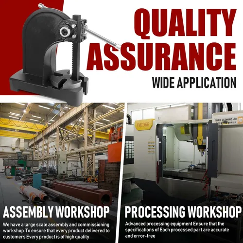 Vista 8 de Prensa de eje de 1 tonelada con volante, altura máxima de 5.5 pulgadas, prensa manual de escritorio de hierro fundido, prensa manual de precisión