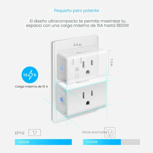 Vista 5 de Kasa Smart Enchufe Mini 15A, toma Wi-Fi para el hogar inteligente funciona con Alexa, Google Home e IFTTT, no requiere concentrador, certificado UL