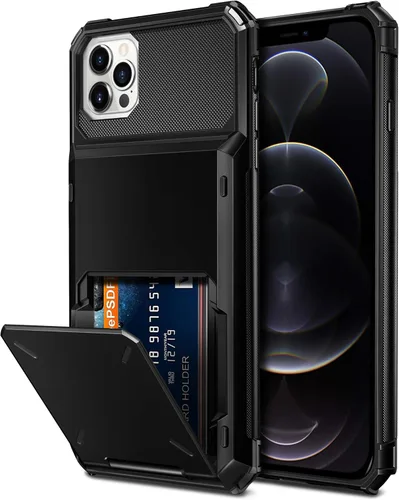 Vista 11 de Vofolen Compatible con iPhone 12 Pro Max Funda 5G Cartera 4-ranura para tarjetas de crédito titular de tarjeta de crédito Flip Bolsillo oculto