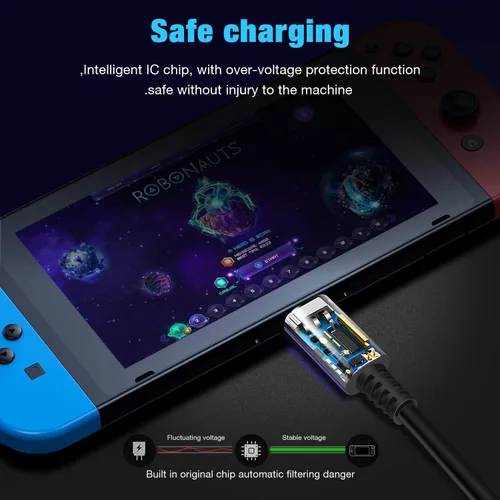 Vista 3 de Cargador de interruptor para Nintendo SwitchSwitch OLEDSwitch Lite, carga rápida de 2.5 horas con cable de carga de 5 pies, base de interruptor