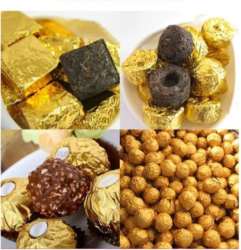 Vista 7 de DOITOOL Paquete de 200 envoltorios de caramelo de chocolate, papel de regalo cuadrado de aluminio, papel de envoltura de alimentos y caramelos