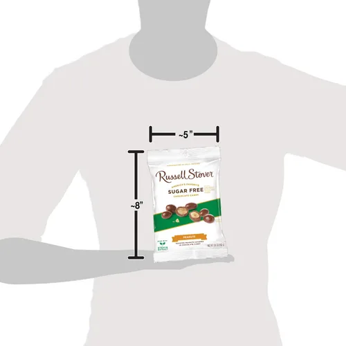 Vista 5 de Russell Stover Cacahuetes cubiertos de chocolate sin azúcar, bolsa de 3.6 onzas