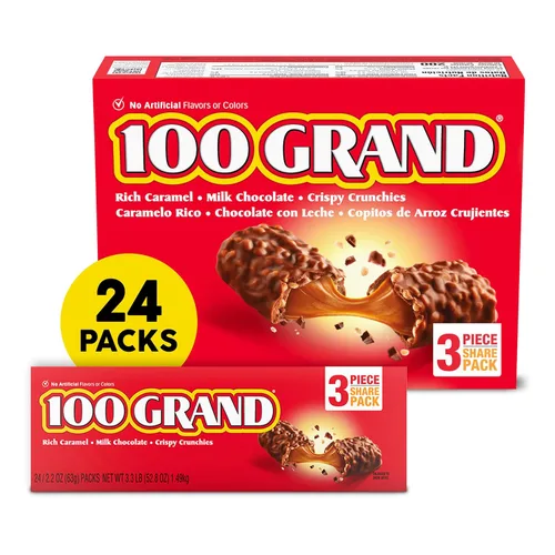 Vista 11 de Paquetes de chocolate con leche 100 Grand para compartir, barras de chocolate Ferrero envueltas individualmente a granel, 2.8 onzas, paquete de 24