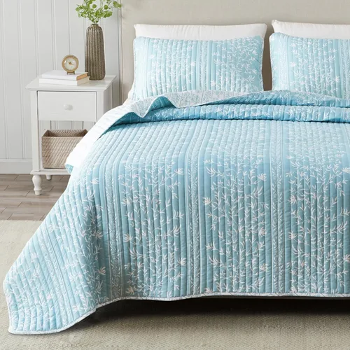 Vista 9 de Great Bay Home Marianne Collection - Juego de edredón de 3 piezas con fundas de almohada. Colcha reversible con diseño floral. Lavable a máquina.