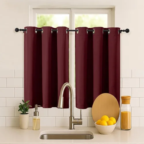 Vista 214 de Simplebrand Juego de 2 paneles de cenefa aguamarina para ventana de cocina de 14 pulgadas de largo, cortinas de oscurecimiento de habitación