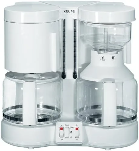 Krups Duo thek vidrio 10-cup Cafetera, Blanco