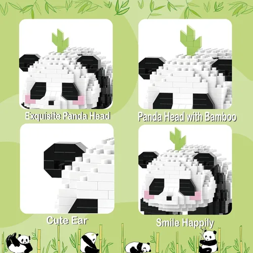 Vista 4 de Mini bloques de construcción, panda gateante, recuerdos de fiesta, micro bloques de juguete de panda para niños de 6, 7, 8, 9, 10+