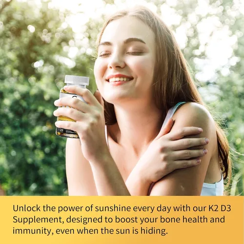 Vista 7 de Suplemento de vitamina D3 K2 con vitamina D3 5000 UI, 200 mcg de vitamina K2 MK-7 y aceite de coco natural, fórmula 2-1 a base de plantas para apoyo