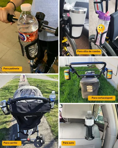 Vista 5 de Paquete de 2 portavasos para cochecito, soporte universal para bebidas para bicicletas, carros o caminantes