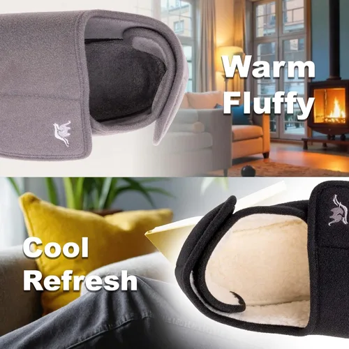 Vista 7 de Pantuflas anchas para diabéticos de espuma viscoelástica 80-D para mujer, con cierre ajustable, suela antideslizante, forro polar de felpa cálida