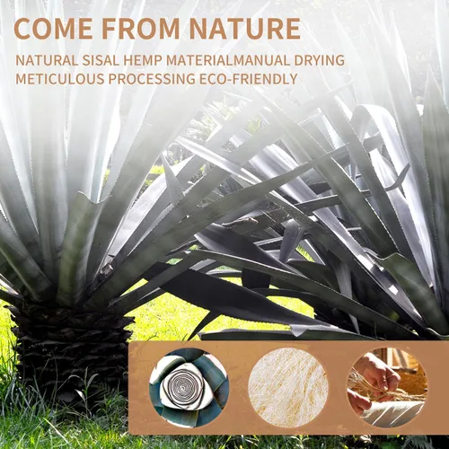Vista 7 de Cuerda de Sisal Verde, 1/4 Pulgada, 32 Pies, para Rascador de Gatos, Cordel de Cáñamo DIY, 6mm, 10m