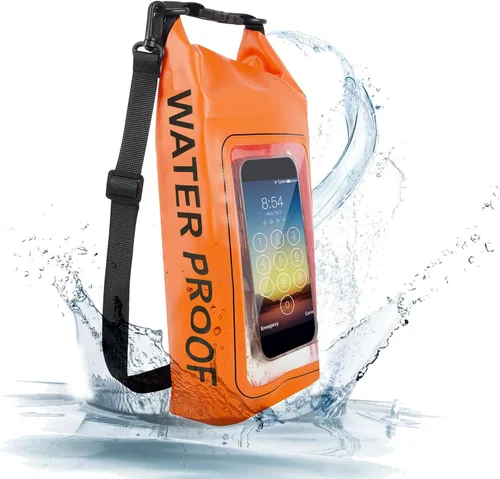 Vista 12 de Bolsa impermeable IP68, 2L - Bolsa impermeable para piscina con tapa enrollable, bolsas secas para kayak impermeables con bolsa para teléfono, bolsa