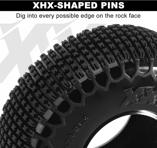 Vista 3 de INJORA Neumáticos Pin de 1.3" XHX para TRX4M SCX24, 72 * 24mm, Compuesto S5, 4 unidades (T1321)