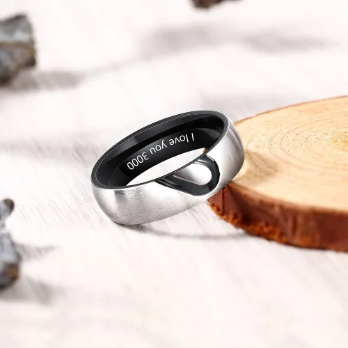 Vista 4 de OPALSTOCK - Juego de anillos de compromiso personalizados para parejas con corazón a juego para él y para ella multicolor/fantasía (Adjustable)