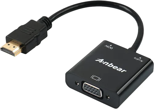 HDMI a VGA con adaptador de audio, adaptador VGA a HDMI chapado en oro, convertidor de video 1080P macho a hembra con puerto de audio de 0.138 in