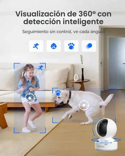 Vista 6 de Cámara de seguridad para interiores, Reolink E1 Pro cámara de WiFi de 4 megapíxeles Alta definición de conector para seguridad en el hogar, WiFi